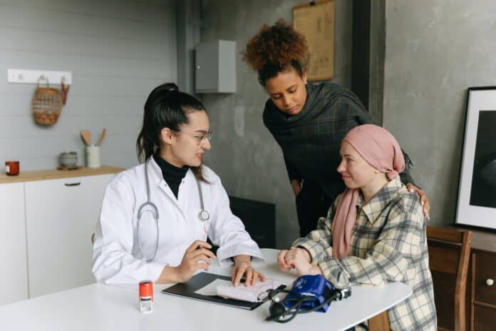 women having a conversation